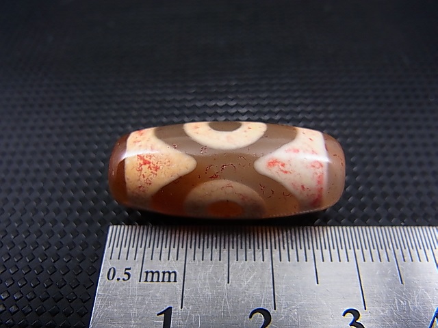 画像: 「三眼」（赤朱砂入り）現代天珠 直径約12×28mm