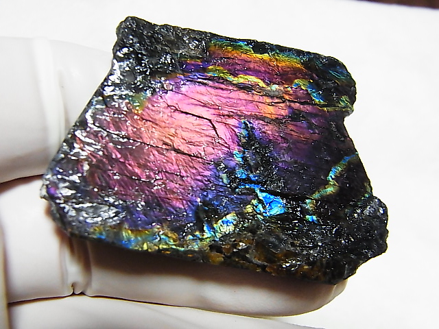 画像: フィンランド・ユレマー産スペクトロライト（パープルヴィオラミックス）研磨スライス（片面研磨） 28.6g