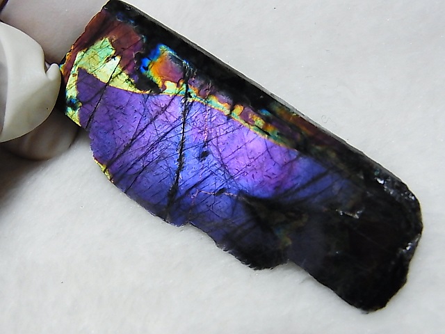 画像: フィンランド・ユレマー産スペクトロライト（パープルヴィオラミックス）研磨スライス 25.0g