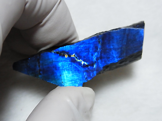 画像: フィンランド・ユレマー産スペクトロライト（ブルー）研磨スライス 9.8g