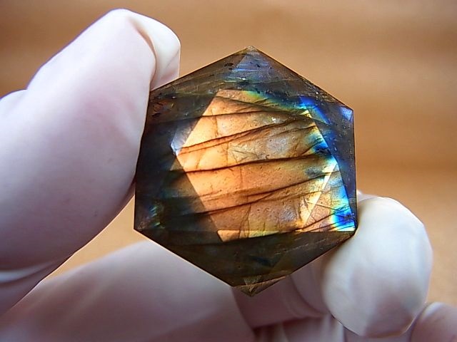 画像1: マダガスカル産ラブラドライト六芒星（ブルー/オレンジシラー） 12.1g