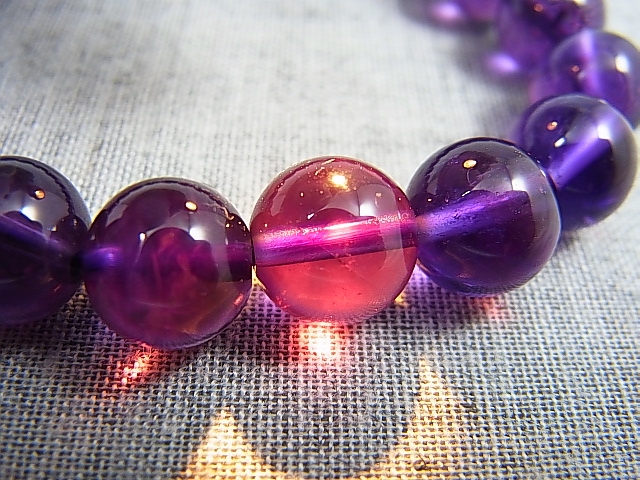 画像1: ザンビア産カラーシフト/ディープカラーアメジスト粒売りビーズ 10mm平均