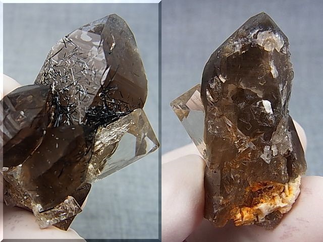 画像: ベトナム・タインホア産ダブルトパーズ付きスモーキー水晶 23.5g