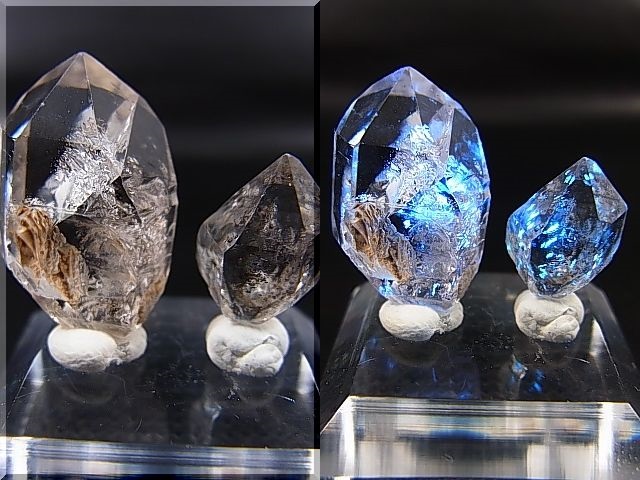 画像: パキスタン・クエッタ産蛍光オイル入りＤＴ水晶 2点セット トータル 4.8g