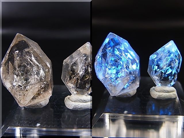 画像: パキスタン・クエッタ産蛍光オイル入りＤＴ水晶 2点セット トータル 4.4g