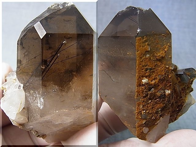 画像: ノルウェー産コッパールチル入りスモーキー水晶原石（連晶） 106.5g