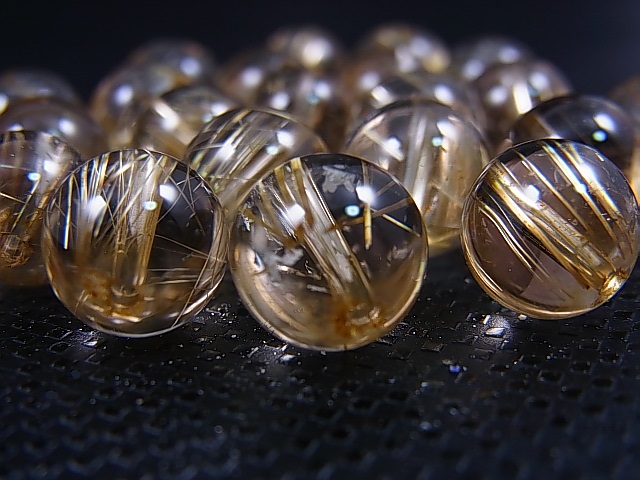 画像: ブラジル産タイチンルチルインクリア水晶粒売りビーズ 9mm平均