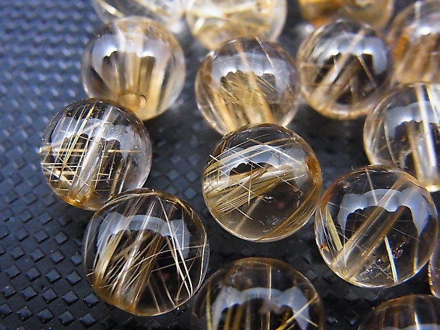 画像: ブラジル産タイチンルチルインクリア水晶粒売りビーズ 9mm平均