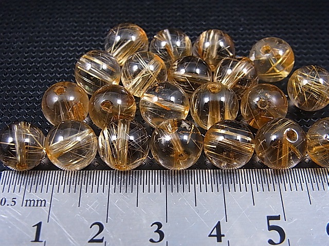 画像: ブラジル産タイチンルチルインクリア水晶粒売りビーズ 9mm平均