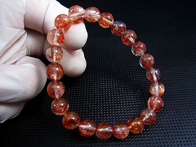 画像: ブラジル・ミナスジェライス州産リモナイトイン「オーロラ」水晶ブレスレット 8.5mm平均 内寸：約15.5cm