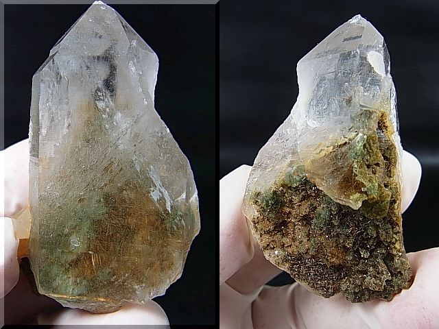 画像1: インド・マニハール産クリア水晶（ゴールドルチル＆クローライト入り） 44.7g