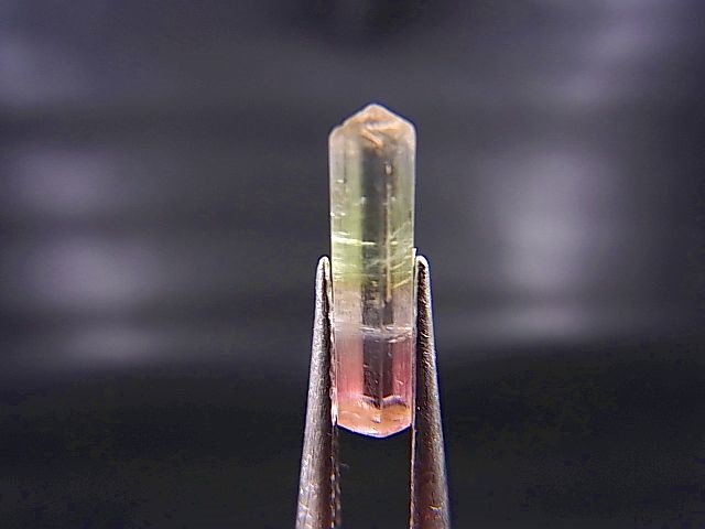 画像1: アフガニスタン産バイカラートルマリン柱状結晶（ライトグリーン/ライトピンク） 0.9カラット