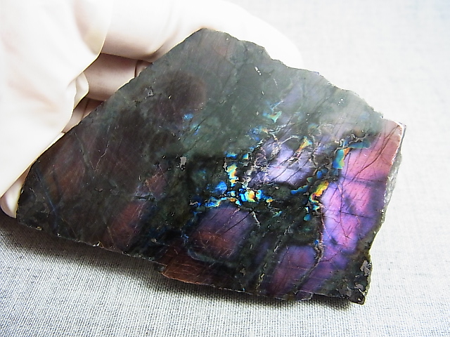 画像: フィンランド・ユレマー産スペクトロライト（パープルヴィオラミックス）研磨スライス 72.8g