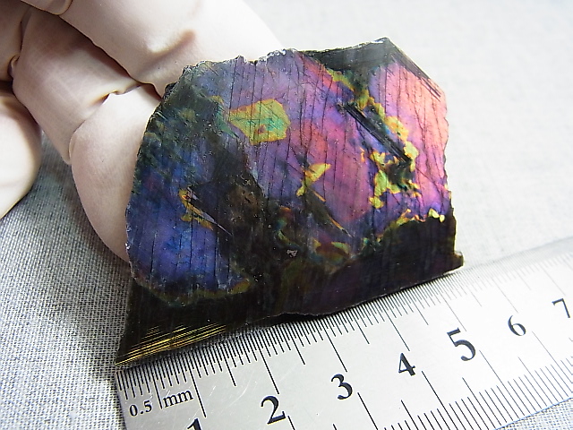 画像: フィンランド・ユレマー産スペクトロライト（パープルヴィオラミックス）研磨スライス 27.7g