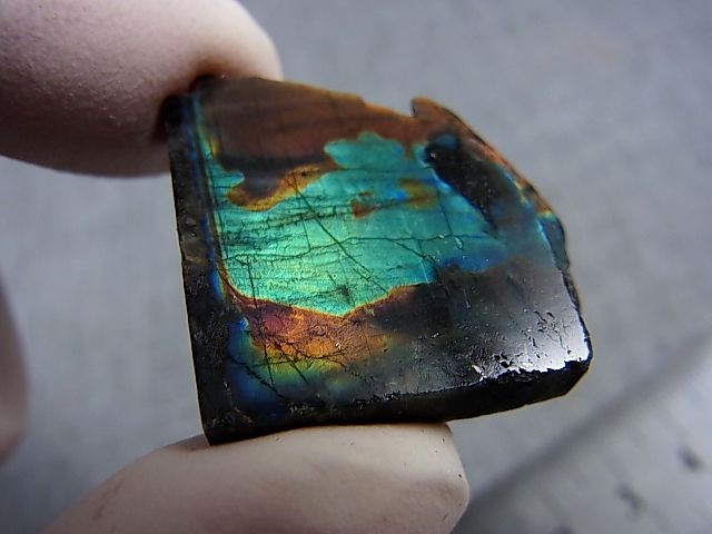 画像: フィンランド・ユレマー産スペクトロライト（ヴィオラミックス＆グリーン）研磨スライス 8.1g