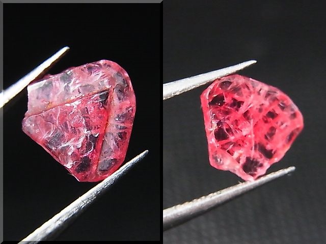 画像: ベトナムLuc Yen産レッドスピネル結晶（△成長丘付き/双晶） 2.5カラット