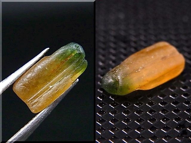 画像: ベトナムMinh Tien産バイカラートルマリン（オレンジ/グリーン）結晶原石 3.0カラット