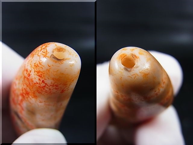 画像: ヴィンテージ：「弓形(牛角)赤七眼」西蔵（チベット）天珠 約53.5×20×11.5mm