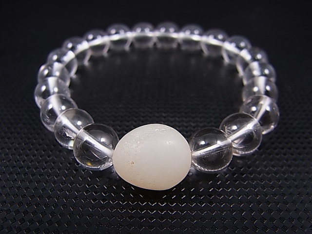 画像1: 和田玉（ホータンぎょく/羊脂白玉）/K2カラコルム・クリアクオーツ/オリジナルブレスレット 内寸：約15cm