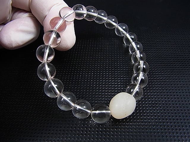 画像: 和田玉（ホータンぎょく/羊脂白玉）/K2カラコルム・クリアクオーツ/オリジナルブレスレット 内寸：約15cm