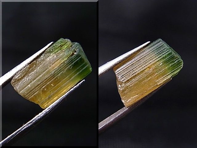 画像: ベトナムMinh Tien産バイカラートルマリン（オレンジ/グリーン）結晶原石 7.9カラット