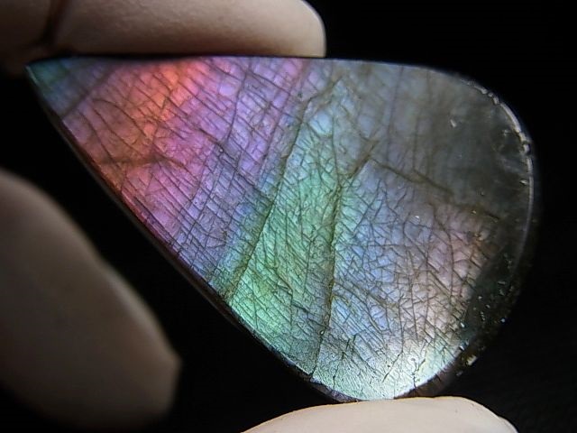 画像: レアカラー：オレンジピンク/パープル/ブルーシラーラブラドライト研磨タンブル 12.3g