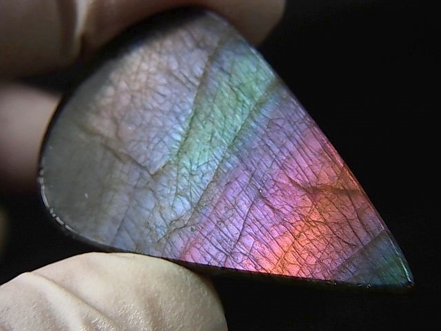 画像: レアカラー：オレンジピンク/パープル/ブルーシラーラブラドライト研磨タンブル 12.3g