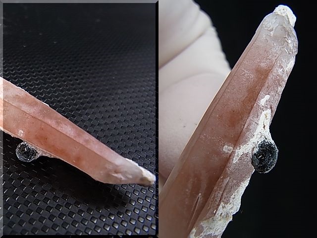 内モンゴル産アイアンローズ付きピンク水晶（レーザー型） 10.1g