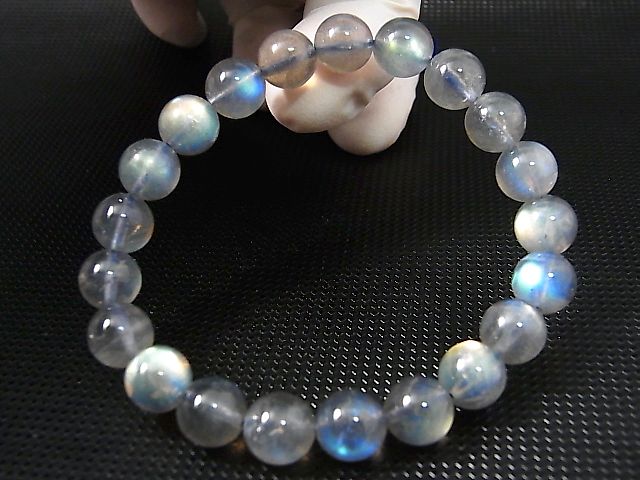 画像: マダガスカル産ラブラドライト（オレンジピンク/ブルーシラー）ブレスレット 9mm平均 内寸：約16cm