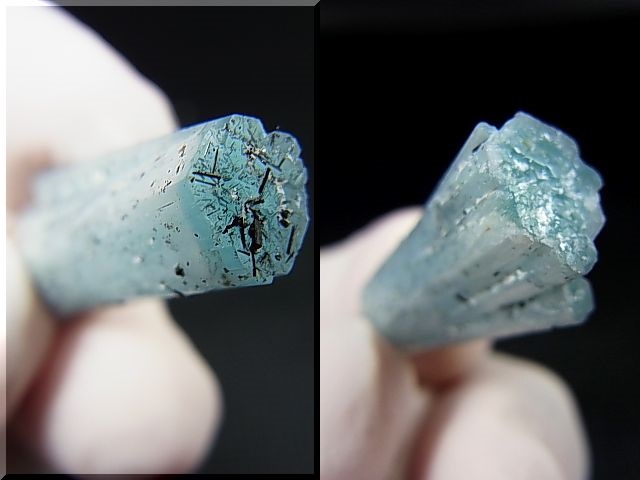 画像: ベトナム産連晶結束型アクアマリン原石（ブラックトルマリン付き） 3.2g