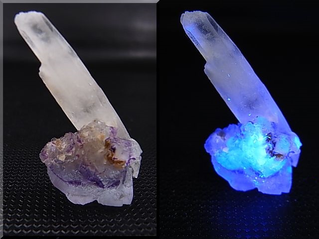 画像: ヤオガンシャン産パープル＆カラーレスフローライト付き水晶原石 10.3g