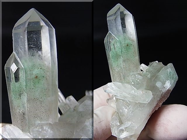 画像: マダガスカル産フックサイトイン水晶クラスター（グリーンファントム） 52.9g