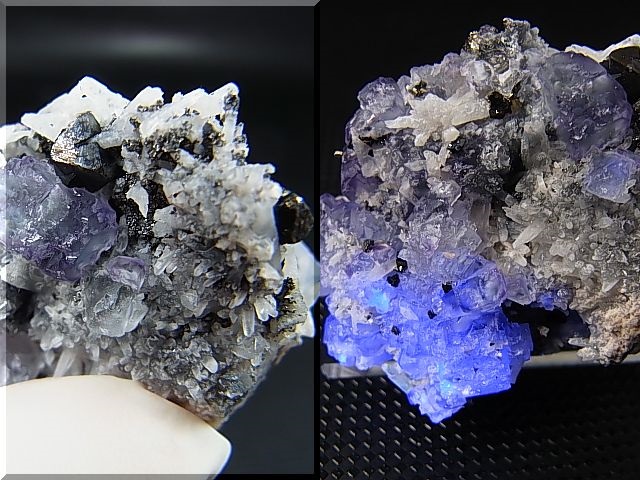 画像: ヤオガンシャン産ライトブルーフローライト原石（水晶/アルセノパイライト付き） 37.6g