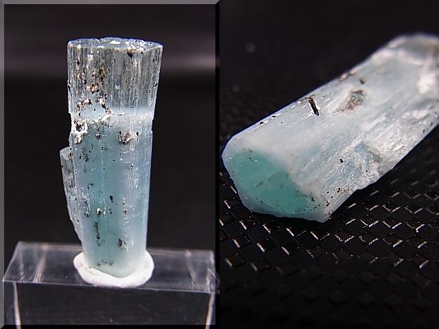 画像: ベトナム産連晶結束型アクアマリン原石（ブラックトルマリン付き） 3.1g