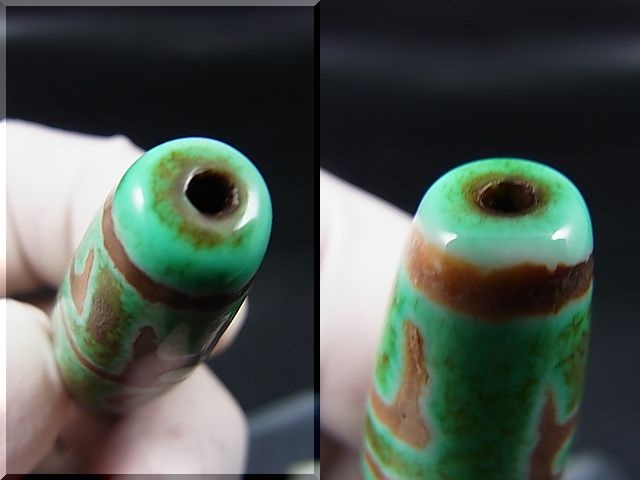 画像: ヴィンテージ：「雪域天珠：老緑色三眼蓮師法器」西蔵（チベット）天珠 直径約13.5×46.5mm