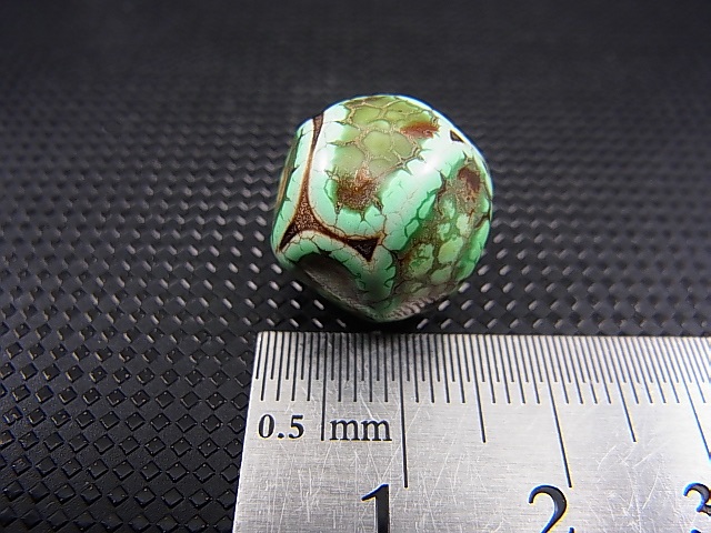 画像: ヴィンテージ：「雪域天珠：老緑色亀甲」西蔵（チベット）天珠 直径約15×13mm