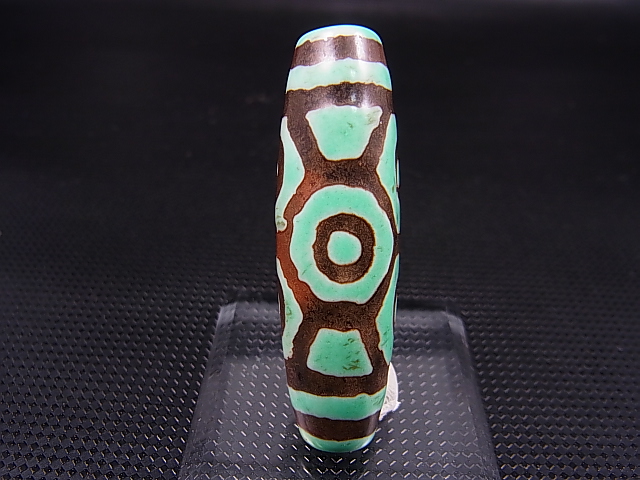 画像1: ヴィンテージ：「雪域天珠：老緑色六眼」西蔵（チベット）天珠 直径約14×48.5mm