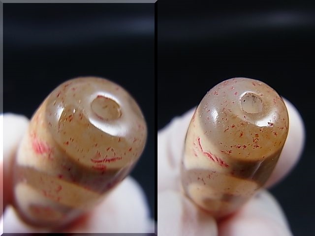 画像: 「三眼」（赤朱砂入り）現代天珠 直径約12.5×27.5mm