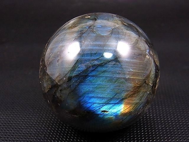 画像: マダガスカル産ラブラドライトSA丸玉（ブルー/オレンジ） 55mm