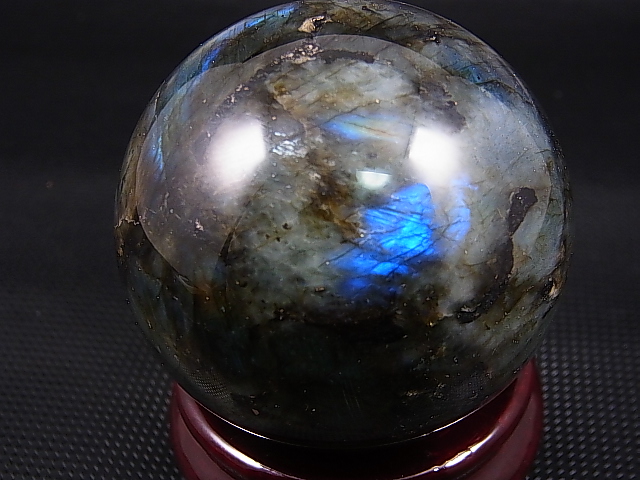 画像: マダガスカル産ラブラドライトSA丸玉（ブルー/オレンジ） 55mm