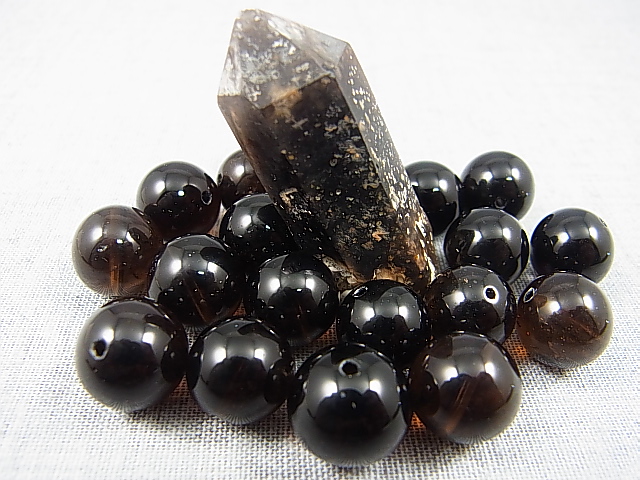 画像1: オリジナル加工：フィンランド・リプシニエミ産モリオン（黒水晶/ケアンゴーム）・ビーズ 12.5mm平均
