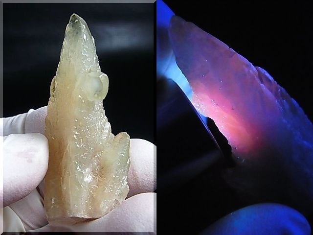 画像1: 貴州省産カルサイト原石（犬牙/赤蛍光） 19.4g