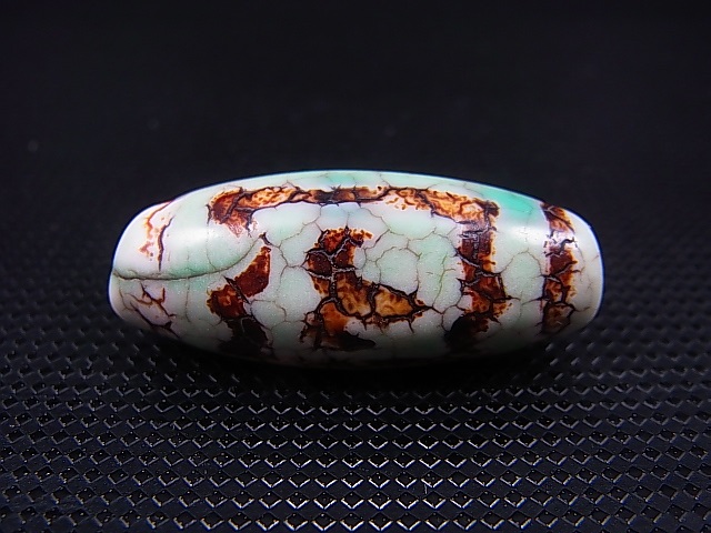 画像: ヴィンテージ：「雪域天珠：老緑色大鵬鳥」西蔵（チベット）天珠 直径約14.5×36.5mm