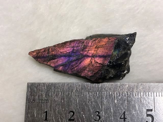画像: フィンランド・ユレマー産スペクトロライト（パープルヴィオラミックス）研磨スライス（片面研磨） 7.6g