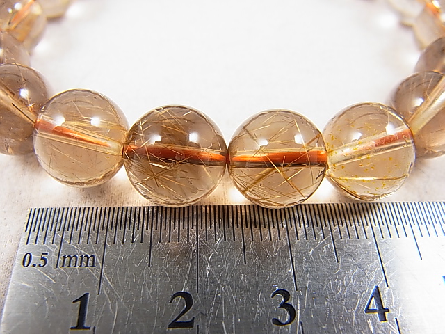 画像: ブラジル産ゴールドルチル/スモーキー水晶ブレスレット 11mm平均 内寸：約16cm