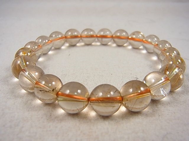 画像1: ブラジル産ゴールドルチル/クリア水晶ブレスレット 9.5mm平均 内寸：約16.5cm