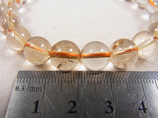 画像: ブラジル産ゴールドルチル/クリア水晶ブレスレット 9.5mm平均 内寸：約16.5cm