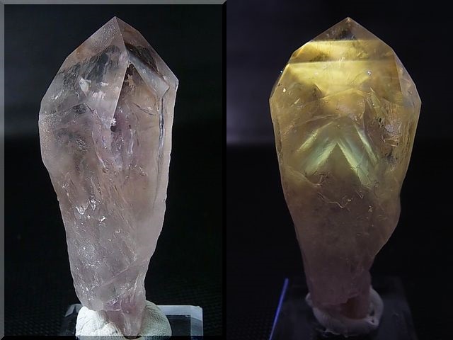 画像: ブラジル・コルデイロス産アメジスタドーラダ/蛍光ファントムアメジスト（錐面研磨） 67.0g