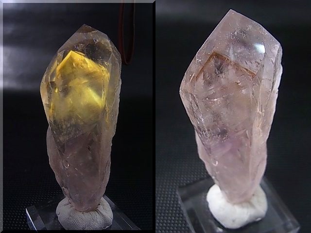画像: ブラジル・コルデイロス産アメジスタドーラダ/蛍光ファントムアメジスト（錐面研磨） 64.5g