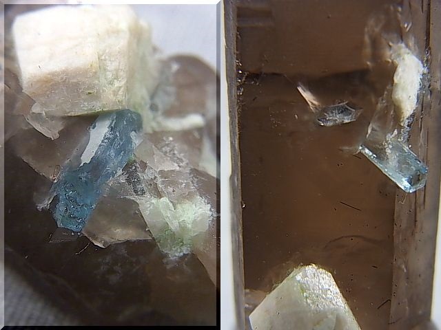 画像: ベトナム・タインホア産アクアマリン付きスモーキー水晶（ブラックトルマリン/微斜長石付き） 28.5g